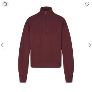 SKIMS Cotton Fleece Classic Quarter Zip Pullover | Oxblood